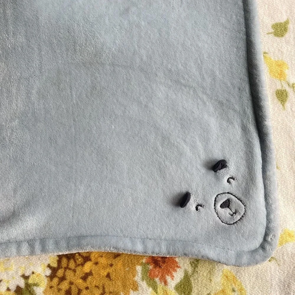 Carter's Plush Baby Blanket Blue Fleece Bear White Sherpa Security Lovey‎ Rare